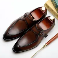 New Vintage Designer Man Shoes Wedding Shoes Genuine Pelle Monak Strap Calzature da uomo Abito da uomo Abito formale per maschio
