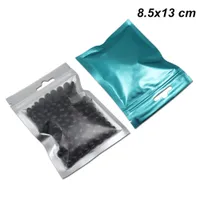 Azul mate 8.5x13cm cremallera bloqueo de Mylar de la bolsa de té del café en polvo puede volver a cerrar papel de aluminio de grado alimenticio olor a prueba de bolsas de almacenamiento de la hoja bolsa