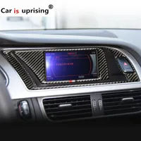 Pour Audi A4 2009-2016 Panneau de commande d'intérieur de la navigation de la voiture de carbone Panneau de commande de cadre décoratif Cache de couverture de carton de coiffure de voiture