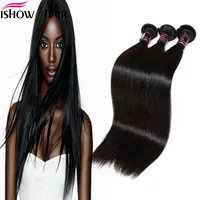 Peruvian silkeslen raka 3st ishow 100% obearbetat mänskligt hår orignal mänskligt hår 8-28inch naturlig svart färgfri frakt toppförsäljning