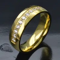 Женщин золотой тон из нержавеющей стали CZ обручальное кольцо R276B размер М-с