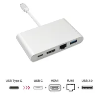 4In1 Thunderbolt 3 nav USB-typ-C till HDMI 4K USB3.0 HUB GIGABIT ETNERNET RJ45 USB-C PD Laddning Kvinnlig kabeladapter för