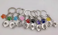 Emaye Köpek Kedi Paw Baskılar 18mm Snaps Düğme Anahtarlık Charm Anahtarlık Tuşları Için Araba Anahtarlık Hatıra Çift Çanta Anahtarlık A30