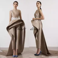 New Fashion Krikor Jabotian Tute Prom Dresses Bateau Guaina abito da sera formale con Peplums Custom Made Prom Party Dress