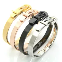 Мода ремень пряжка браслет простой стиль 4 цвета элегантные браслеты из нержавеющей стали Регулируемый браслет браслет для женщин мужчин аксессуары
