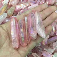 5 pezzi Drops Natural Rose Titanium Aura Quartz Crystal Gemstone Point Crystal Point Chakra per la produzione di gioielli