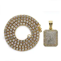 1 rangée ronde en strass chaîne collier avec bling cristal armée carte pendentif cz pierre hip hip hop bijoux de bijoux