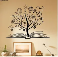 도서 나무 벽 데칼 도서관 학교 비닐 스티커 독특한 홈 아트 장식 독서실 장식 이동식 벽장 SK13