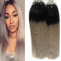 Ombre Straight Loop Micro Ring Hair 100% Human Micro Bead Links Machine Made Remy Hair Extension 10 "- 26" 1g / s 200g