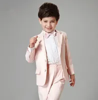 Menino desgaste formal dois botões entalhe lapela rosa garoto completo designer completo menino de menino de casamento garoto de traje custommade jacketpantie 825