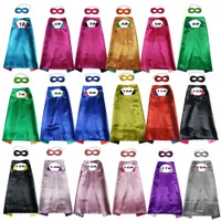 Double sided Plain Satin Kids Cosplay Capes Superhero Halloween Costumes with Masks Party Favors Birthday Gifts Mix Order