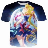 Anime Sailor Moon 3D Komik Tişörtleri Yeni Moda Erkekler / Kadınlar 3D Baskı Karakter T-Shirt T Gömlek Kadınsı Seksi Tişört Tee Giysileri Ya69 Tops