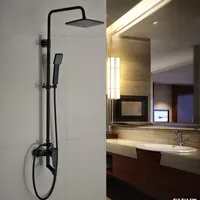 新しい浴室のシャワーの蛇口セットシングルハンドル8 "浴槽のスパウトが付いている降雨シャワーシステム+ハンドシャー