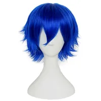 Synthetic Wigs Short Straight Blue Cosplay Heat Resistant Short Wig for Black Women Anime