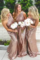 Long Sequin One Shoulder Bridesmaid Dress 2022 Werbowy A Line Pleated Formal Dresses Under HY254