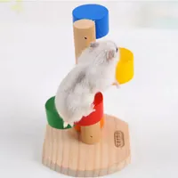 Colorido de madera natural escala de escala divertida juguetes para mascotas juguetes de rata hámsters de madera hámster divertido ejercicio miramiento torre ratón juguetes