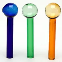 Sell cheap colored Oil Burner Thick 12cm glass pipe colorful glass tube glass puff bowl blue green amber all clear