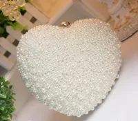 Amazing Full Pearls Beaded Heart Bridal Handtassen Ivory Wedding Handtassen 2019 One Shoulder Cockt Bags Dames Handtas Goedkoop