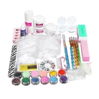 Professional Nail Art Kit Sets Nail Care System Acrylic Powder Liquid Glitter Glue Toes Separators Brush Tweezer Primer Tips