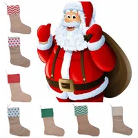 Decoraciones de navidad Lienzo calcetines Stocking Bolsa de regalo 30 * 45 cm Árbol de navidad Decoración Calcetines Medias de Navidad 7 estilos GGA664 50pcs