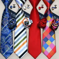 Le cravatte da uomo di spedizione veloce impostare all'ingrosso classico design classico moda cravatta set cravatta hanky gemelli di seta legami di seta tessuto gravi business matrimonio casual