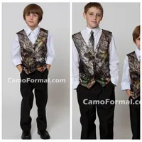 2018 topp försäljning camo pojke formella slitage västar med slipsar camouflage brudgum pojke väst billig satin anpassade formella bröllop västar kamouflage
