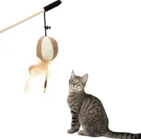Günstige Katzenspielzeug interaktiv mit Glocken Elastische Rute hat eine lustige Katze Maus Kürbisfeder Chick Fish Mascotas Katzenbedarf