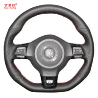 Yuji-Hong Car Steering Wheel cubre la caja para VW Golf 6 GTI MK6 VW Polo GTI Scirocco R Passat CC R-Line 2010 Artificial Leather