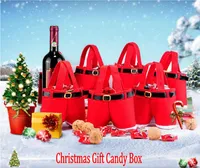 메리 크리스마스 선물 취급 캔디 와인 병 산타 클로스 서스펜더 바지 바지 장식 크리스마스 휴대용 캔디 선물 포장