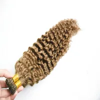 Kręcone Przedłużenie włosów Keratyna 100PC I paznokci Propsy Pre Bonded Keratyny Klej Fusion 100% Brazilan Remy Real Human Hair Extensions Plątanina za darmo