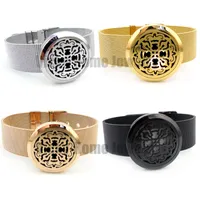 Round Silver Old World Cross 30mm with Stainless Steel Metal Mesh Band Essential Oils Diffuser Locket Bracelet4335422