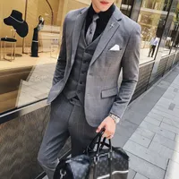 Mens Ternos Designers 2018 Estilo Britânico Ternos Homens Treança Formal Traje de Hombre Business Cinza Terno Slim Fit Fumar Homme