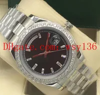 Luxury High Quality 40mm Day-Date 228345 Stainless Steel Bracelet Diamante Bezel Mens Men&#039;s Movement Automatic Mechanical Black Wrist Watch.