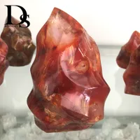Naturlig röd Carnelian Torches Agate Crystal Fire Quartz Torch Reiki Healing Madagaskar Minerals Exemples Gemstone Gifts Dekoration