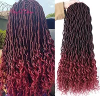 18inch deusa de crochet Locais Extensões de cabelo sintético Faux Locs Curly Crochet Tranças Ombre Kanekalon Trançando Cabelo Boémia Bloqueios Marley