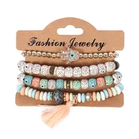 Wholesale 2018 new Fashion Vintage Ethnic multilayer big beads Bracelets Boho Statement Flower Bracelet Bangles for Women Jewelry
