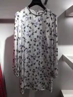 2018 французский печати цветочные печать с длинными рукавами экипаж шеи дама из бисера один кусок платья женщины платье mbl716 85110 летние падение