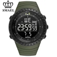 SMAEL 야외 스포츠 전자 크로노 그래프 2018 디지털 남성 손목 시계 빅 다이얼 디지털 50M 방수 디지털 LED 손목 시계