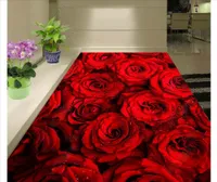 PVCの自己接着剤カスタマイズされた3D床絵画の壁紙ロマンチックな赤いバラの海3D床のバスルームのリビングルームの床タイルの装飾