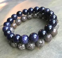 10mm Blue Goldstone Beads Bracelet, 10mm Brown Snowflake Jasper Beads Brazalete elástico, Gemstone Bracelet, Bead Bracelet, Gifts