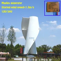 1,3 m rozpoczęła Green / White / Orange Color Maglev Generator wiatru 600W 12/24 V Turbina wiatrowa pionowa z 600W Controller MPPT