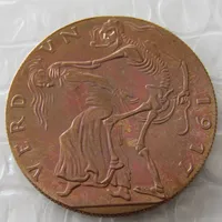 ALEMANHA, VERDUN 1917, 100% de Cobre ou de Prata, CAST BRONZE MEDAL BY KARL GOETZ, INGLATERRA E FRANÇA AS DEA Copy Coins