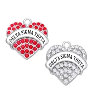 10 pcs Delta Sigma Sigma Theta Grego Sorority DST Coração Crystal Charm Organização Charme