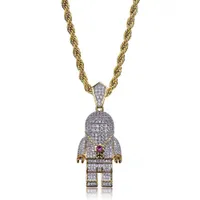 Hip Hop Street Gold Silver Plated Color Spaceman Necklace Micro Pave Zircon Iced Out Astronaut Pendant Necklace para Hombres