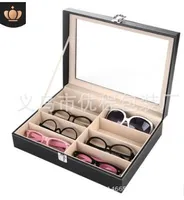 Оптовая 8 очки box деревянные очки ящик для хранения высокого класса pu солнцезащитные очки дисплей box упаковка коробки