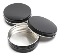 100ml Esvaziar Creme cosmético Frascos de alumínio redonda preta parafuso Cosméticos Tópico Jar Embalagens Container Lip Balm Pot Bottle