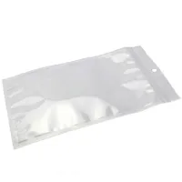 Clear + White Pearl Plastic Poly Bolsa de embalaje OPP Zip Lock Paquete de venta al por menor Bolsa Joyería Comida PVC Bolsa de plástico Muchos tamaños disponibles