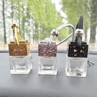 Bouteilles de parfum en verre de voiture de forme carrée de forme carrée 6ml, bouteille de diffuseur de suspension suspendue vide