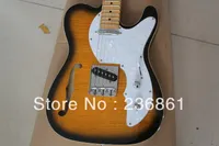 High quality New style 6 strings Semi-Hollow Telecaster Double bread edge sunburst yellow electric guitar