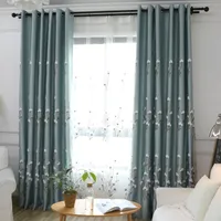 現代のカポックパターンコットン3D刺繍の贅沢な遮光カーテンの居間の寝室の固体窓牧歌的な治療